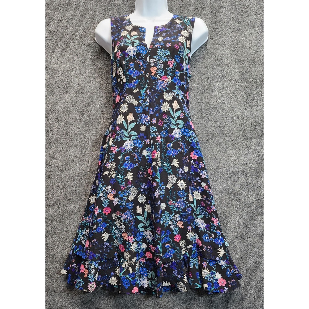 NWT Rebecca Taylor Alice Silk Floral Ruffle Hem‎ Fit Flare Dress Women Size 2